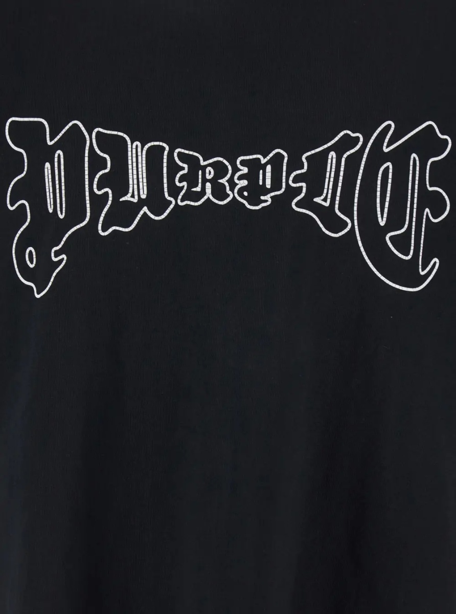 Tricou Black Crewneck T-Shirt with Logo Print on the Front in Cotton Man - Img 3