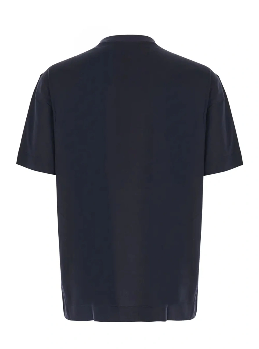 Tricou blue T-shirt with Logo lettering on the front in cotton for men - Img 2