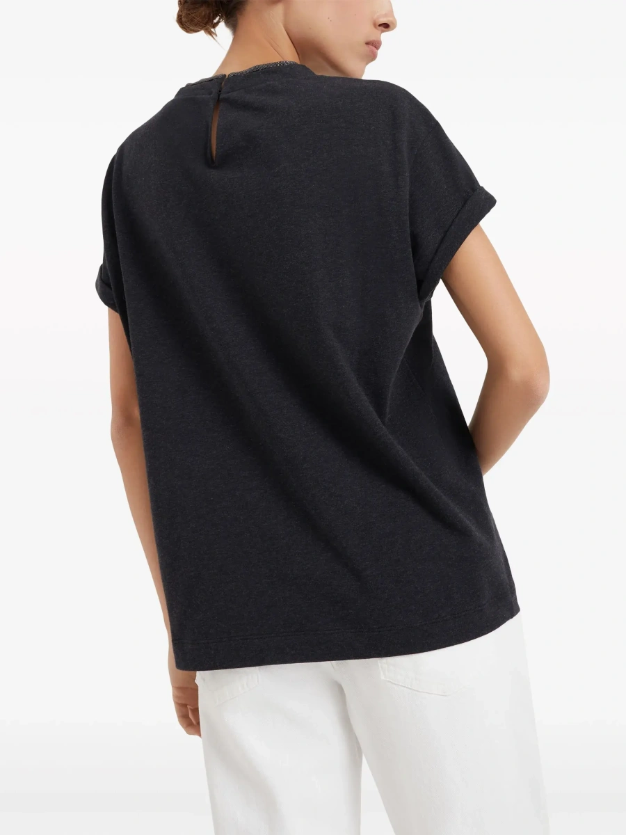 Tricou Brunello Cucinelli gri din jerse - Img 5