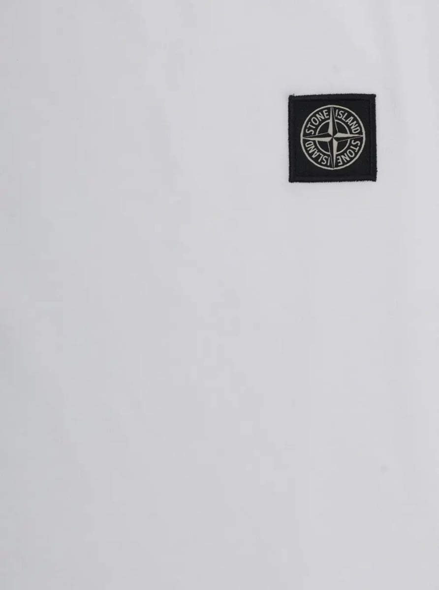 Tricou Crew Neck T-Shirt with Logo Patch on the Front in White Cotton for Kids - Img 3