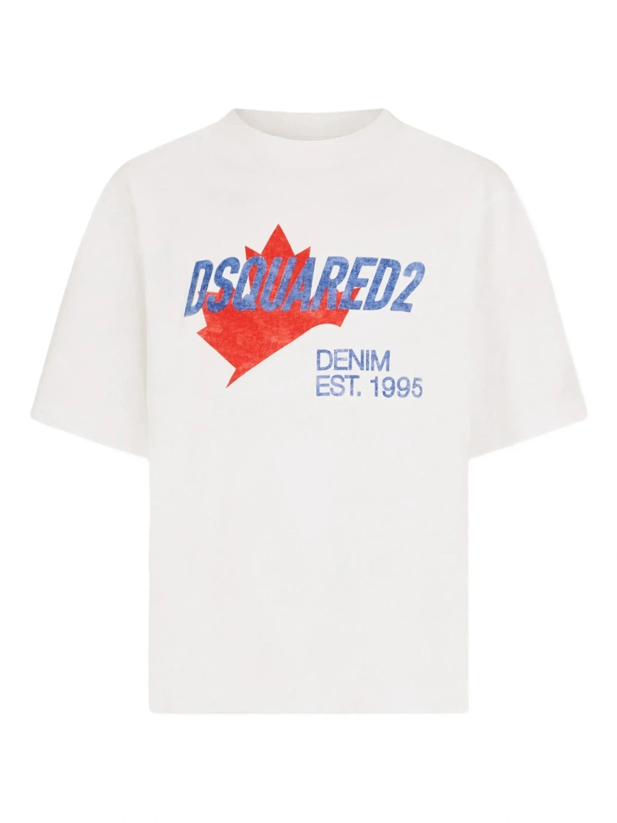 Tricou DSQUARED2 alb din bumbac - Img 5
