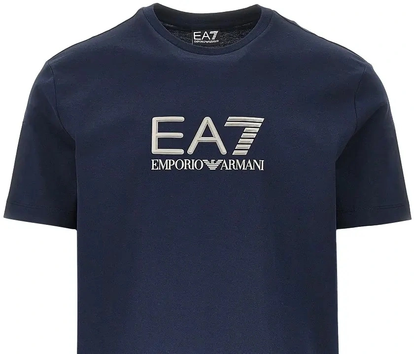 Tricou EA7 albastru din bumbac - Img 2