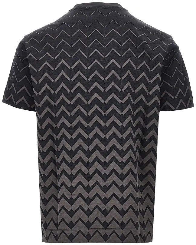 Tricou Emporio Armani albastru din jacquard si jerse - Img 3