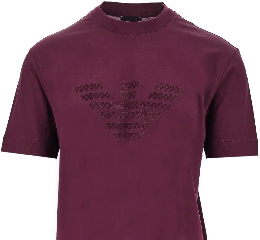 Tricou Emporio Armani mov din lyocell si bumbac - Img 2