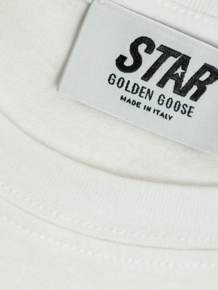 Tricou GOLDEN GOOSE KIDS alb din bumbac - Img 5