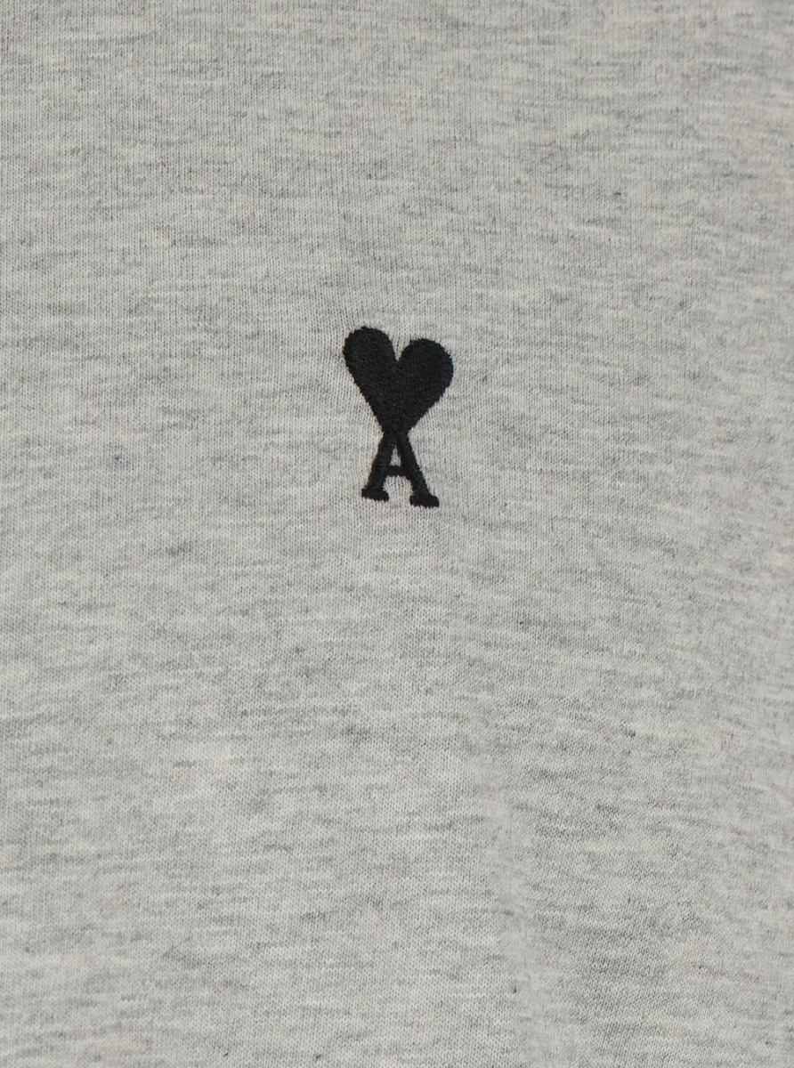 Tricou Gray Crew Neck T-Shirt with ADC Embroidery on the Front in Cotton for Men - Img 3