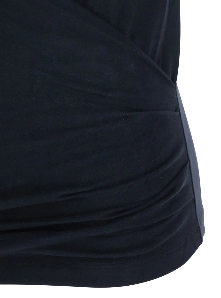 Tricou 'Maisan' Black Crew Neck T-Shirt in Cotton for Women - Img 3