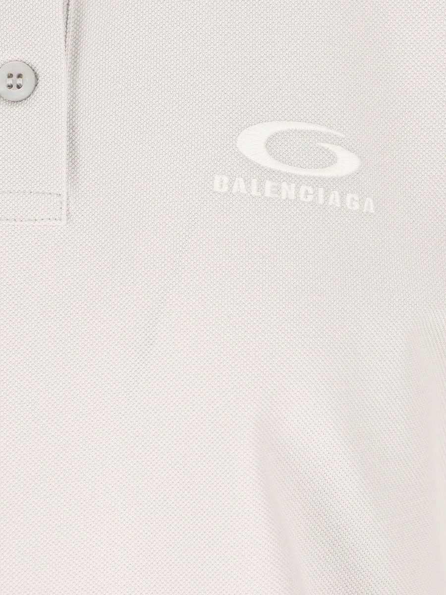 Tricou polo Balenciaga alb din bumbac - Img 5