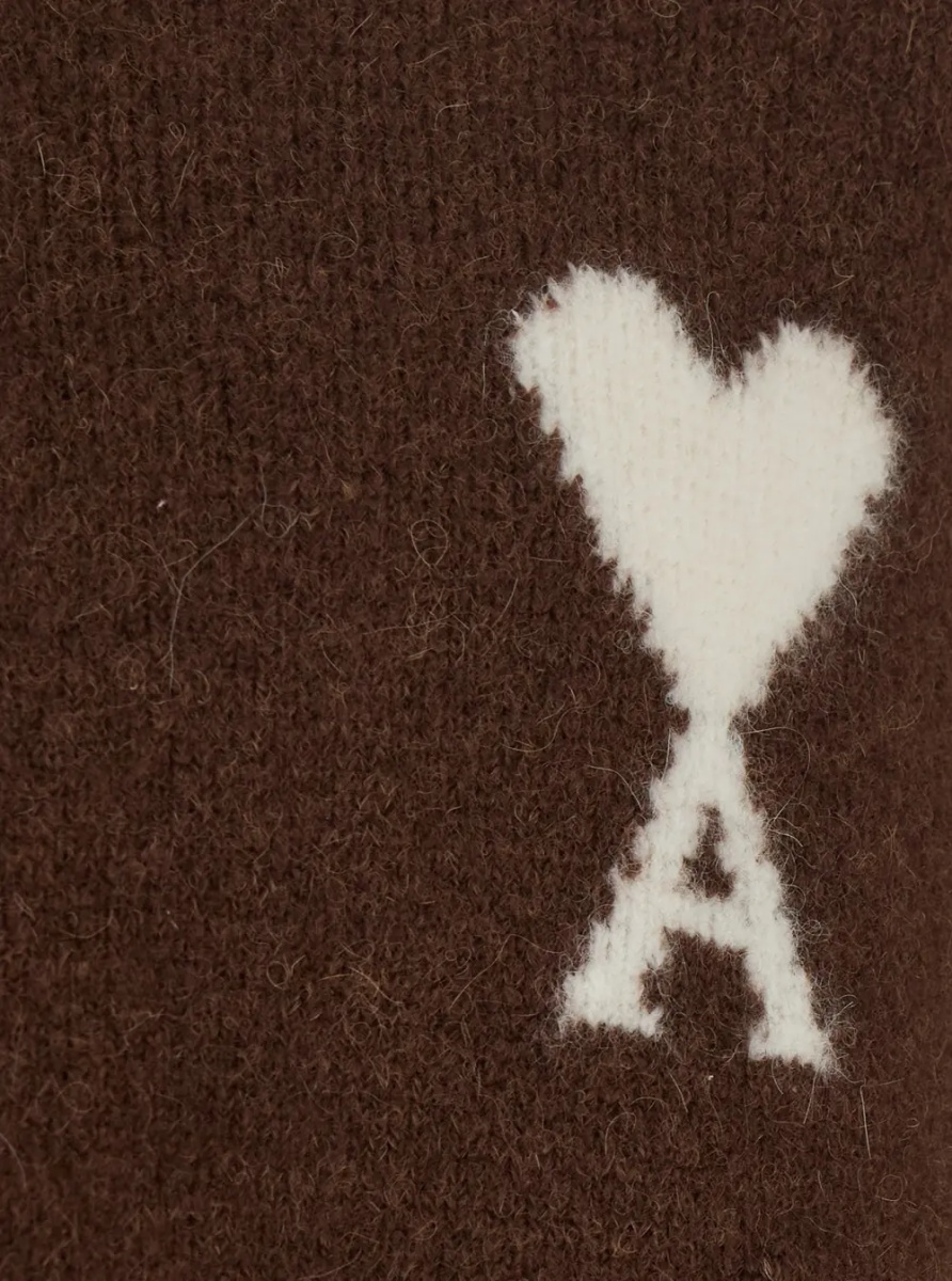 Tricou Polo Brown Sweater with polo collar and ADC embroidery on the front in wool for men - Img 3