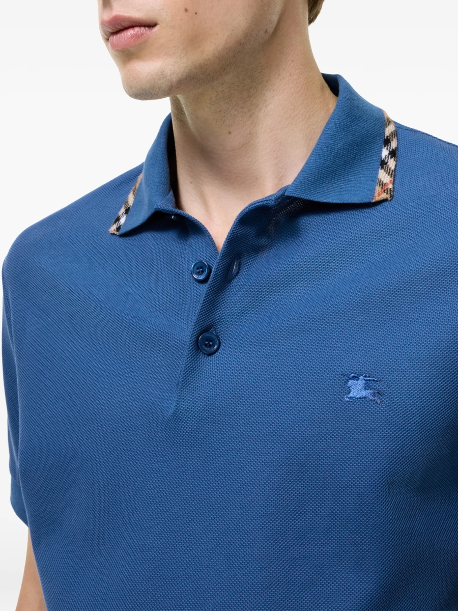 Tricou Polo Burberry albastru din bumbac - Img 3