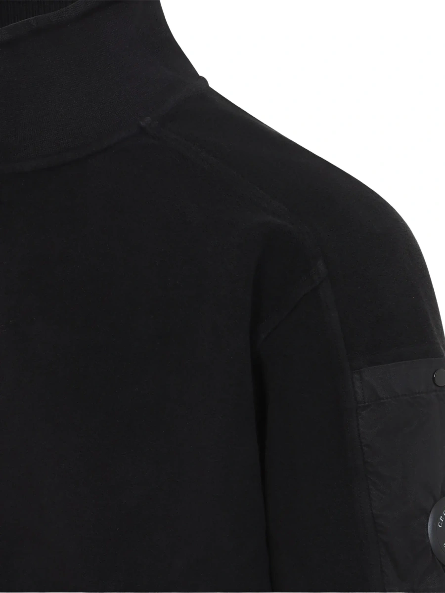Tricou polo C.P. Company negru din fleece - Img 5