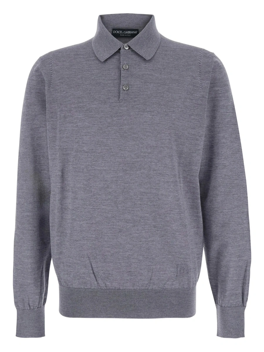 Tricou polo Dolce &amp; Gabbana gri din lana - Img 6