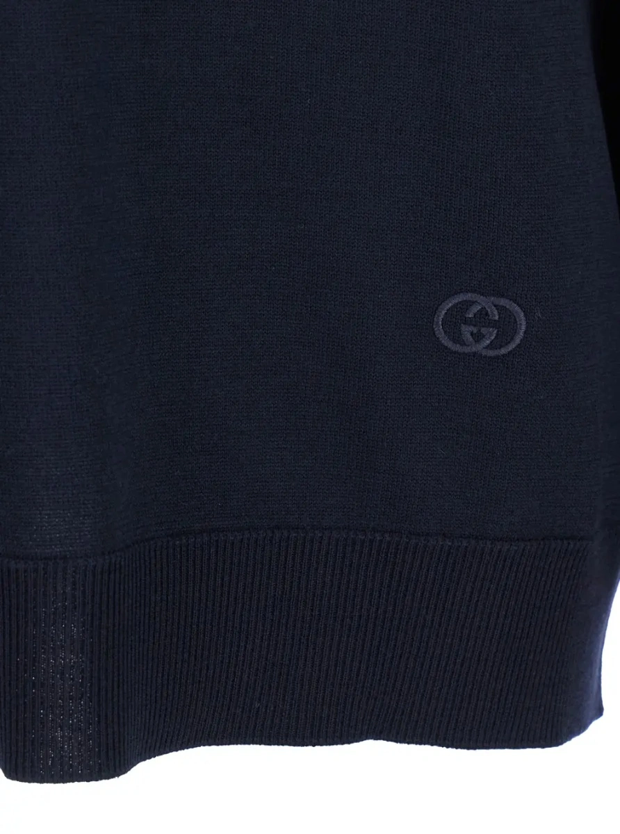 Tricou polo Gucci albastru din lana - Img 3