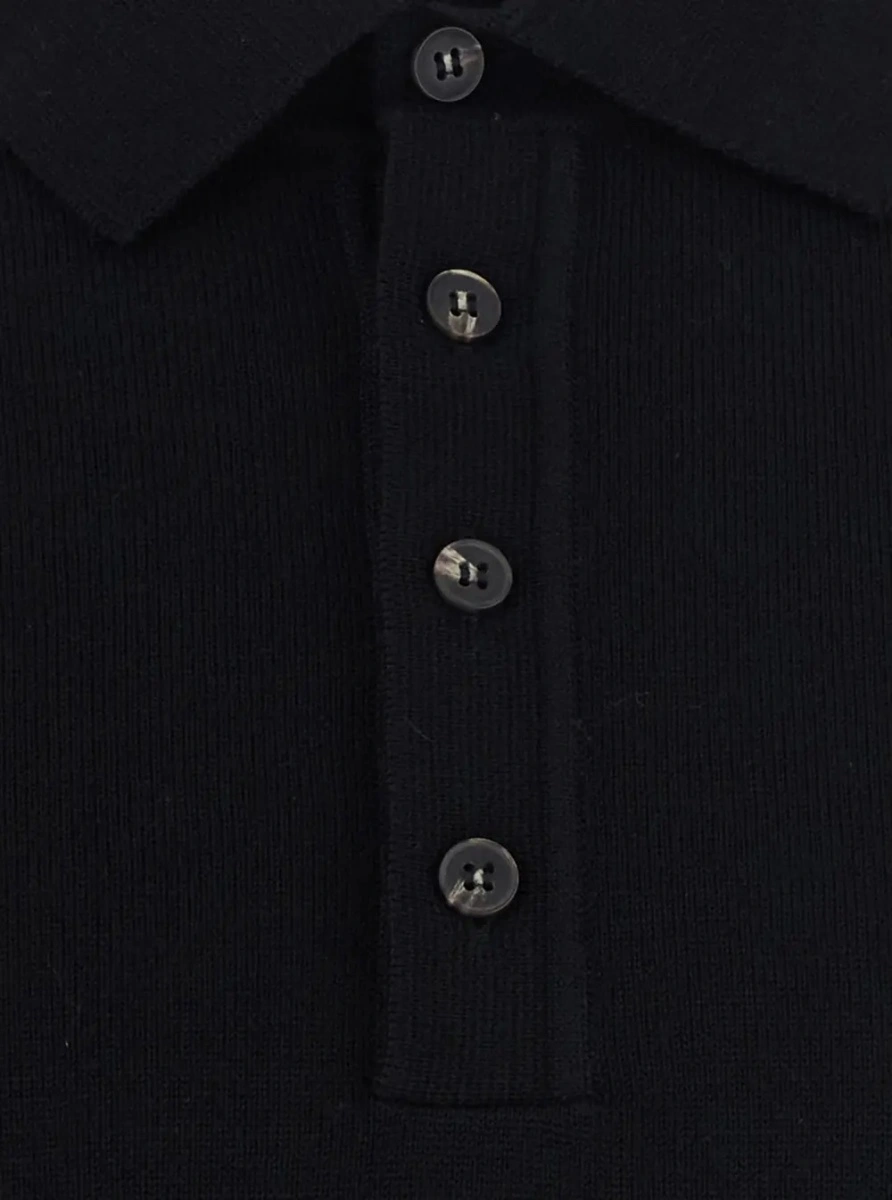 Tricou polo Kangra negru din lana merinos - Img 3