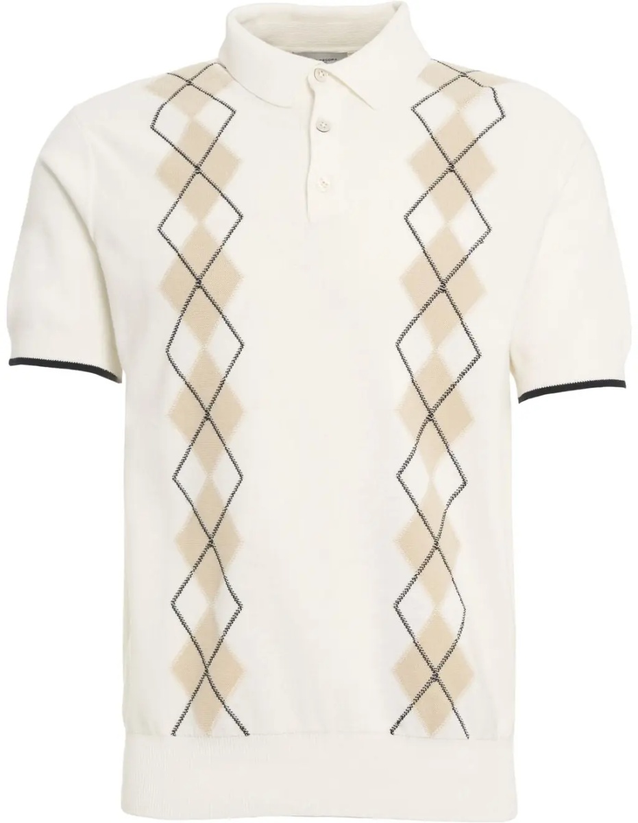 Tricou Polo Knit polo shirt with argyle pattern - Img 2