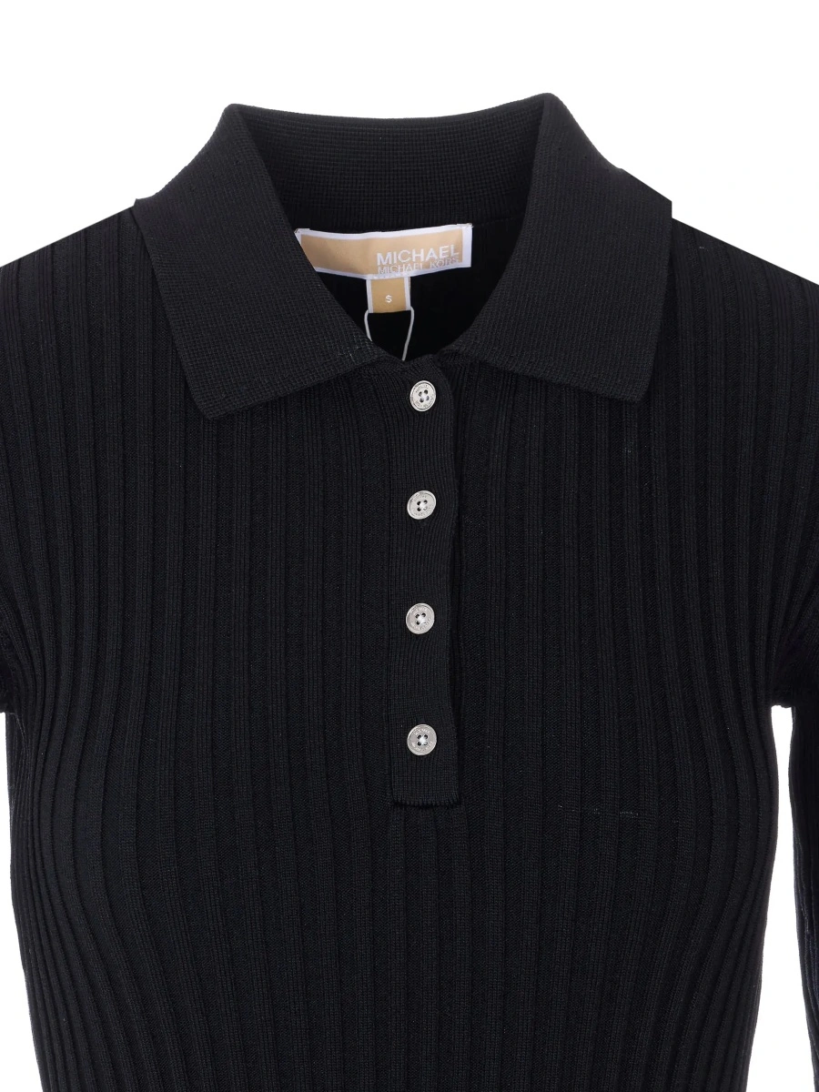 Tricou polo Michael Kors negru din vascoza - Img 6