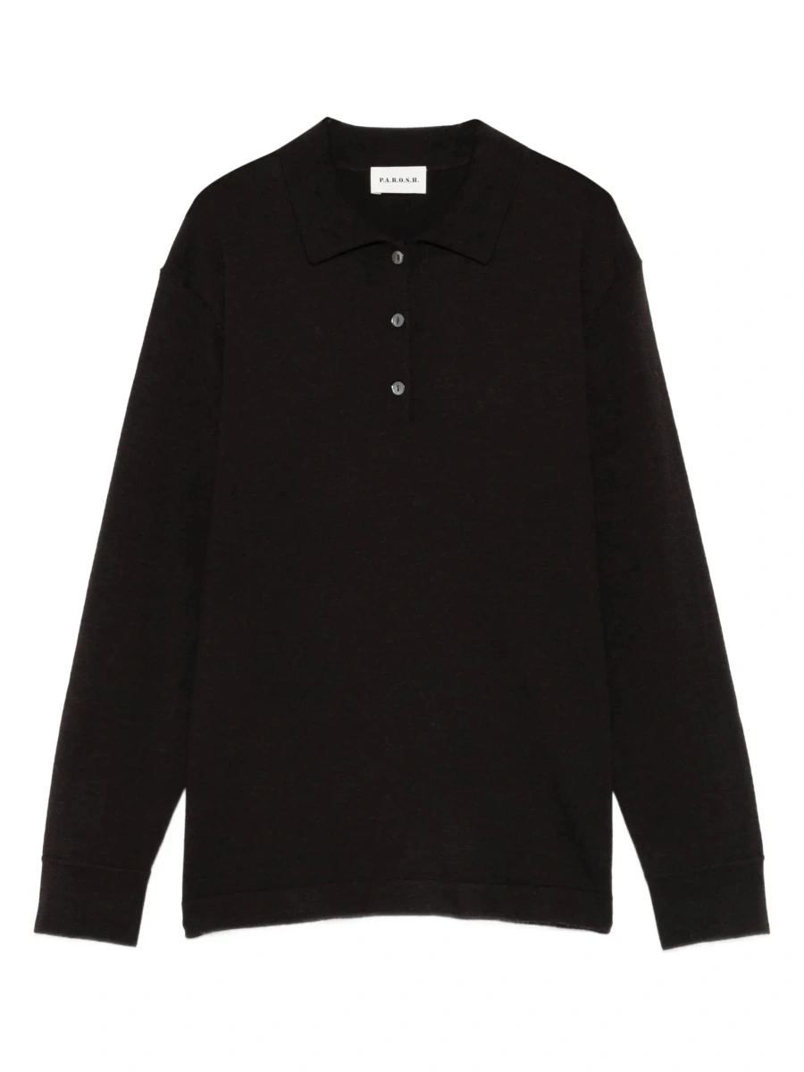 Tricou polo P.A.R.O.S.H. maro din lana - Img 8