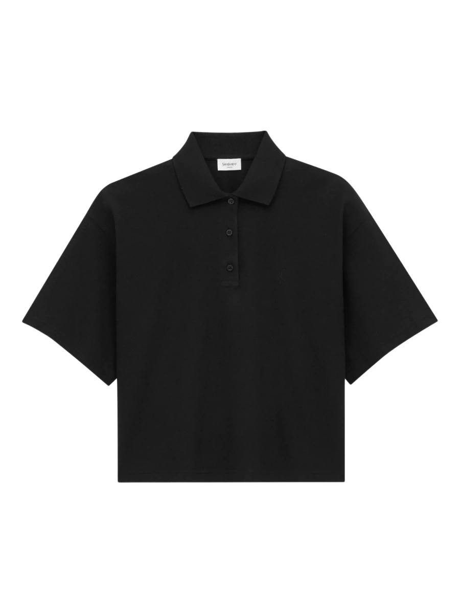 Tricou polo Saint Laurent negru din bumbac - Img 5