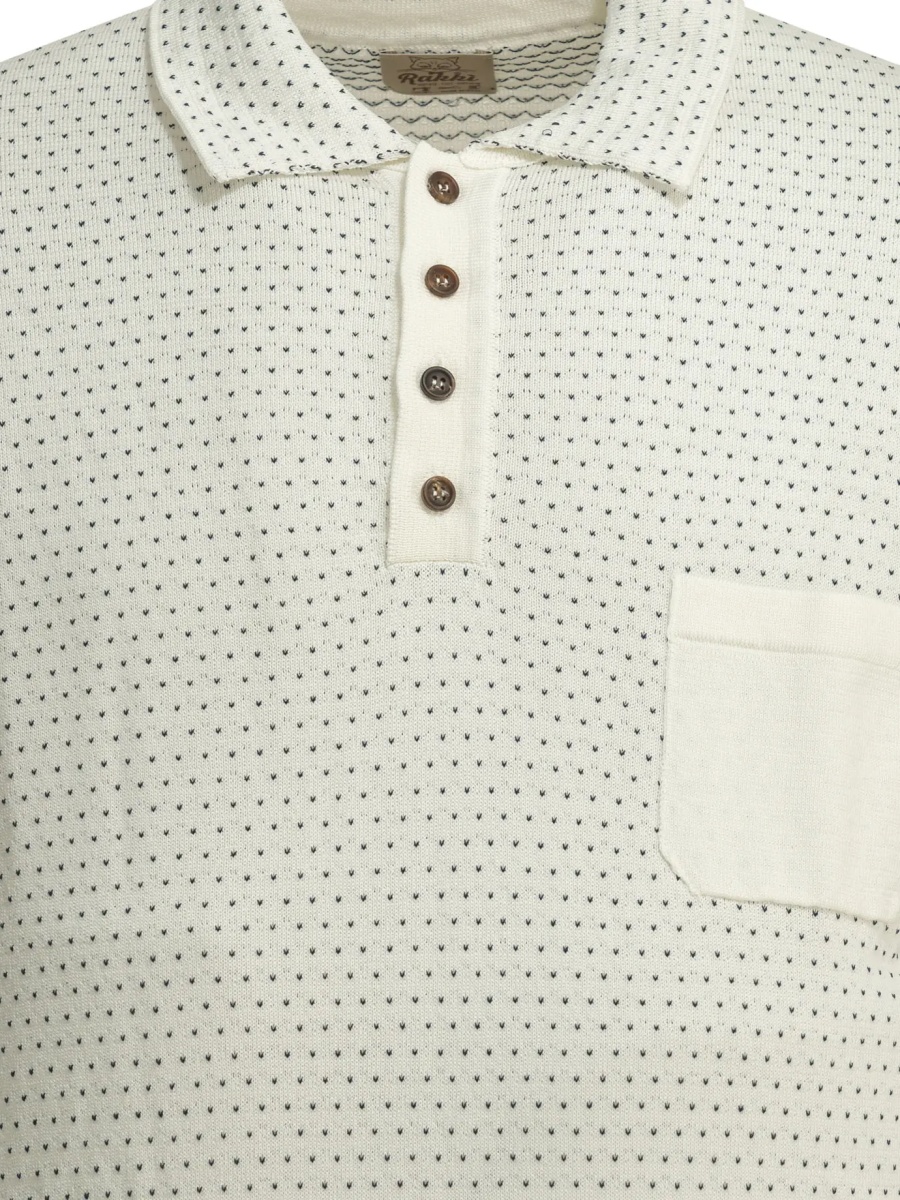 Tricou Polo Textured knit polo shirt buttons - Img 3