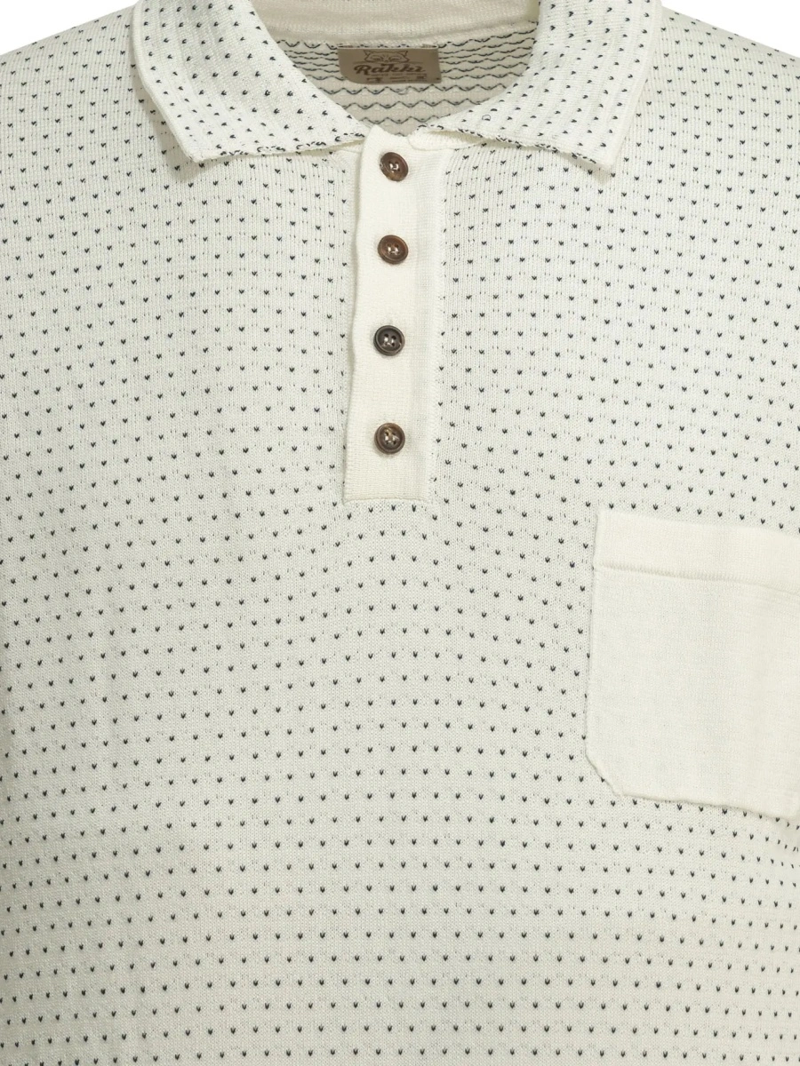 Tricou Polo Textured knit polo shirt buttons - Img 3