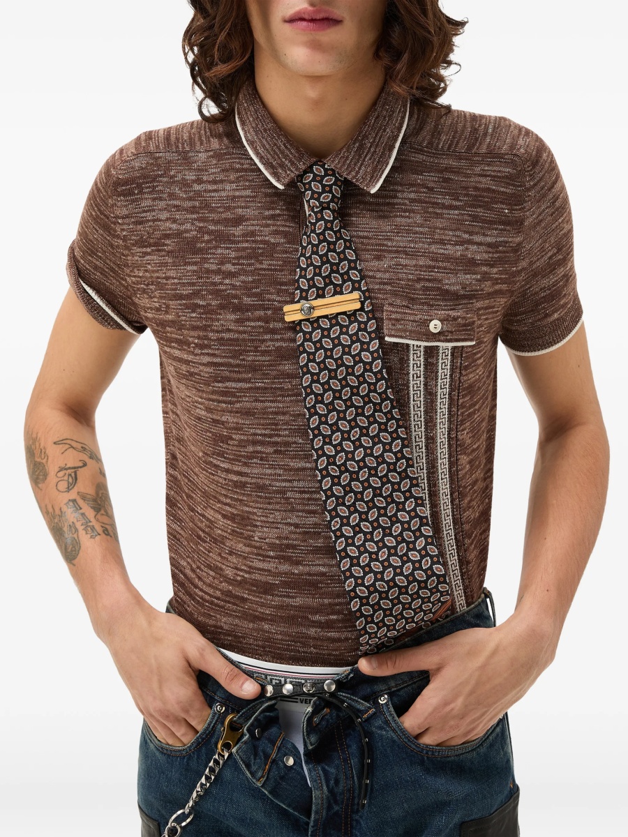 Tricou Polo Versace Greca maro - Img 4