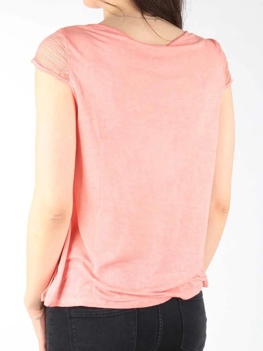 Tricou T-shirt Capsleeve Tee Coral Peach W7337FDJX - Img 2