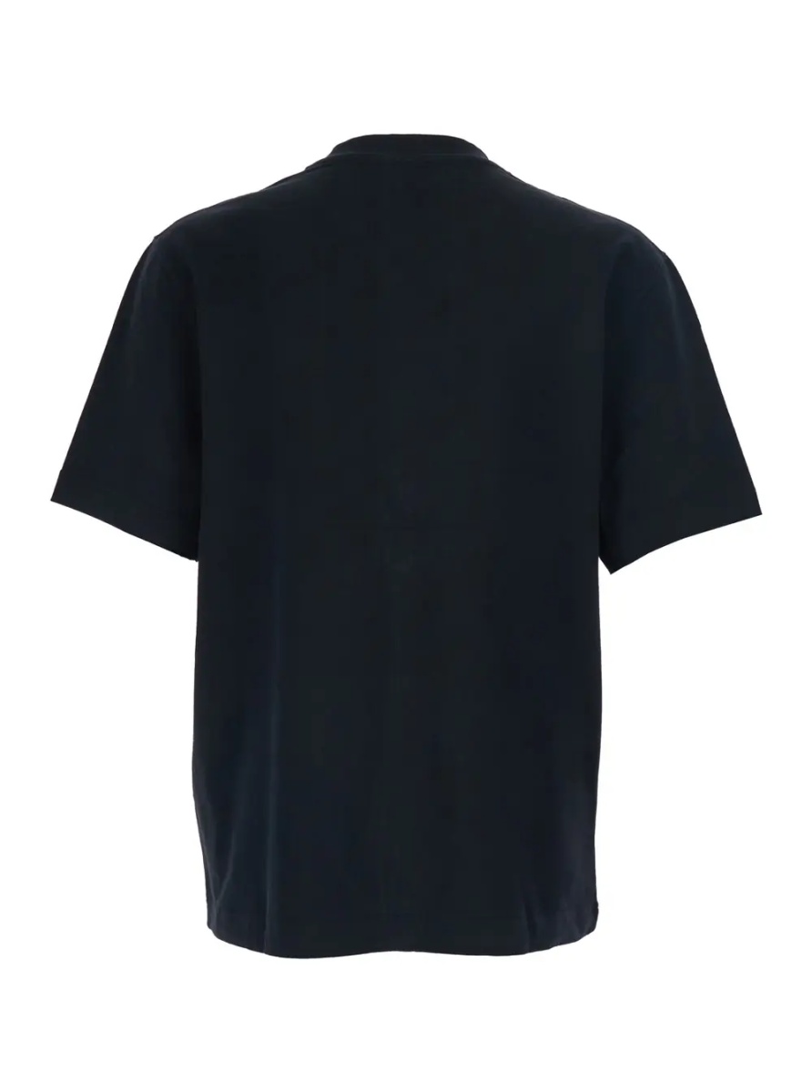 Tricou T-Shirt 'Le T-Shirt Gros Grain' Crew Neck with Logo Patch on the Front in Black Cotton for Men - Img 2
