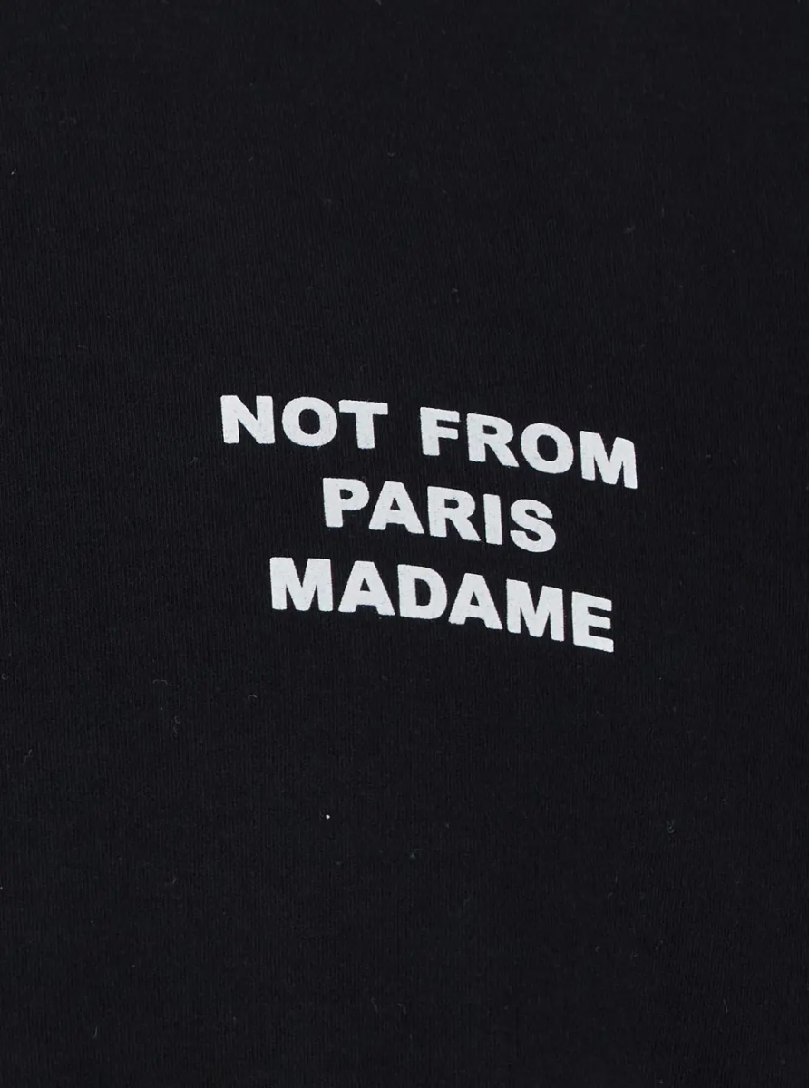 Tricou T-Shirt 'Not from Paris Madame' with Contrast Print in Black Cotton Men - Img 3