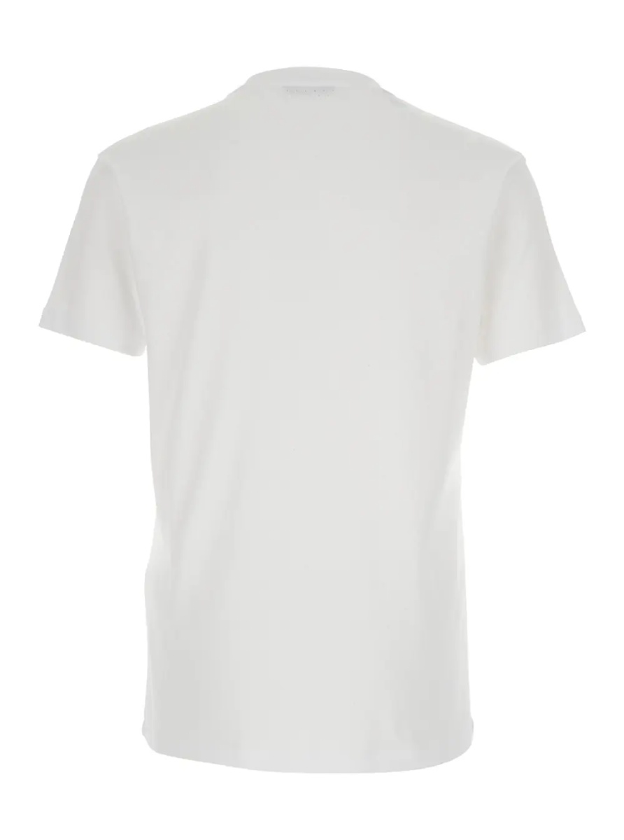 Tricou White Crew Neck T-Shirt with Logo Embroidery on the Front and Perforated Design in Cotton for Men - Img 2