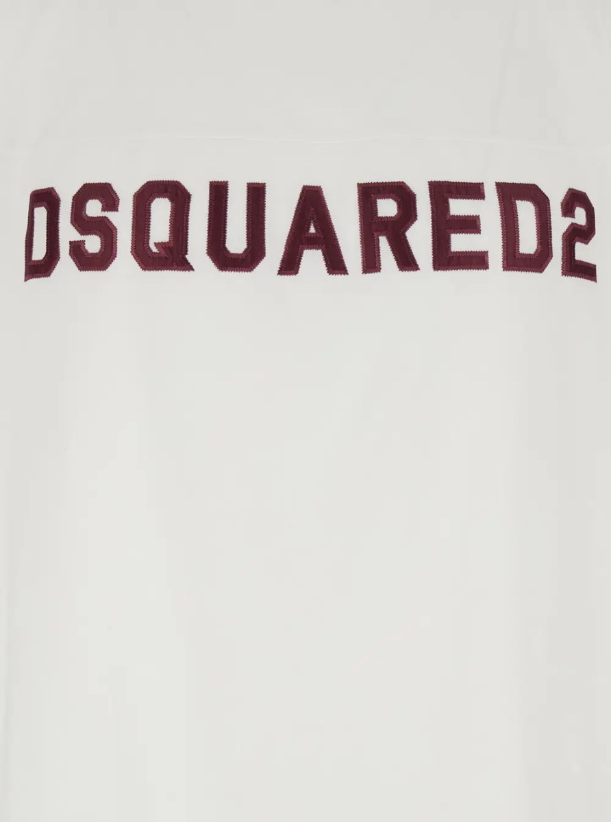 Tricou White Crew Neck T-shirt with logo lettering on the front in cotton for men - Img 3