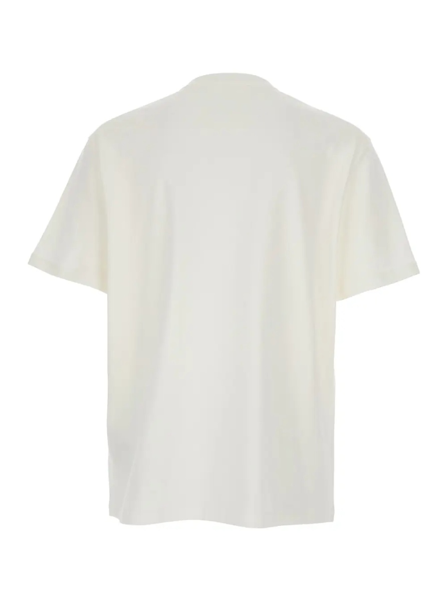 Tricou White Crew Neck T-Shirt with Logo Lettering on the Front in Cotton for Men - Img 2