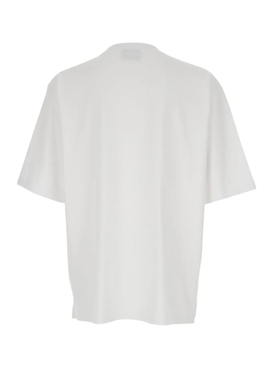 Tricou White T-Shirt with Logo Lettering on the Front in Cotton for Men - Img 2