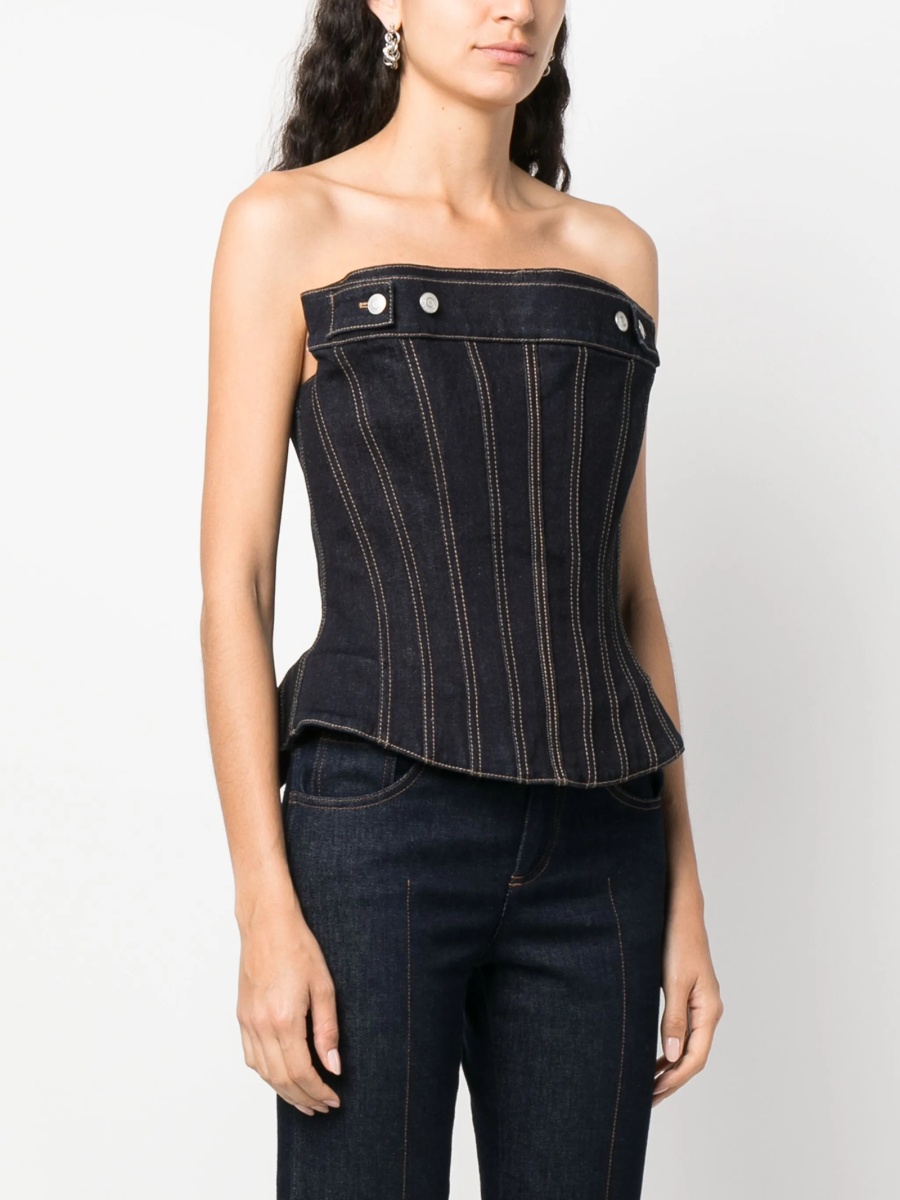 Vesta Alexander McQueen albastra din bumbac si elastan - Img 3
