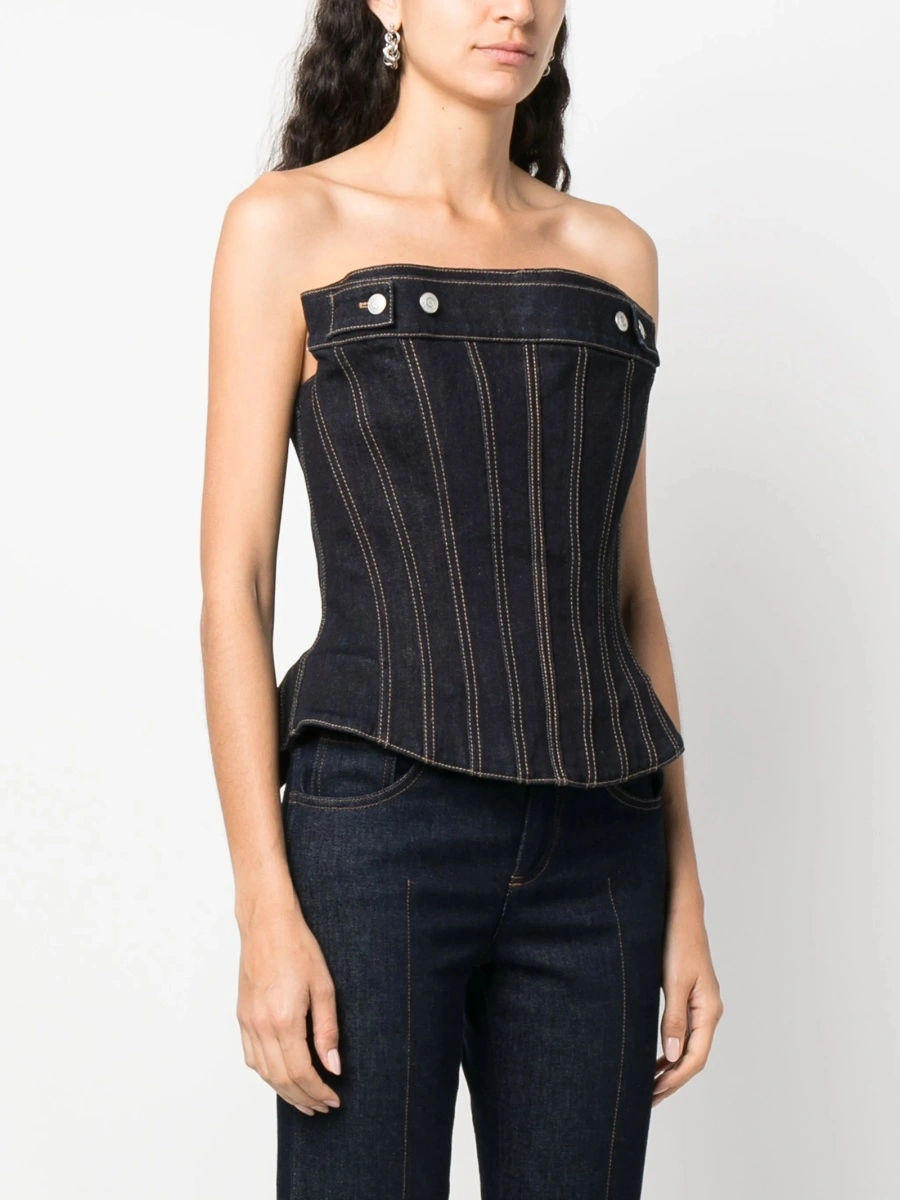 Vesta Alexander McQueen albastra din bumbac si elastan - Img 3