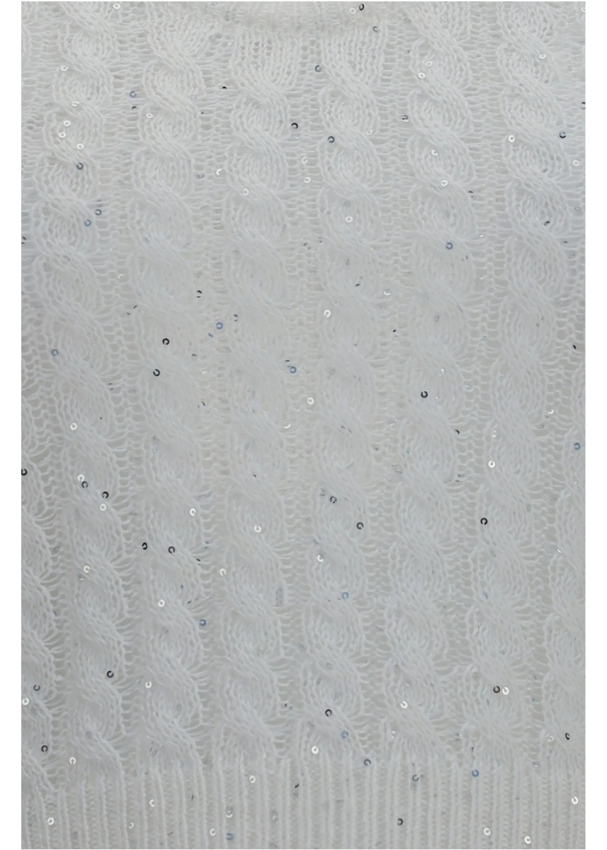 Vesta White linen knit Tank Top with sequins - Img 3