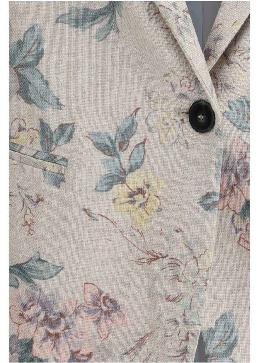 “Peonia My Love” hopsack linen-blend Jacket - Img 3