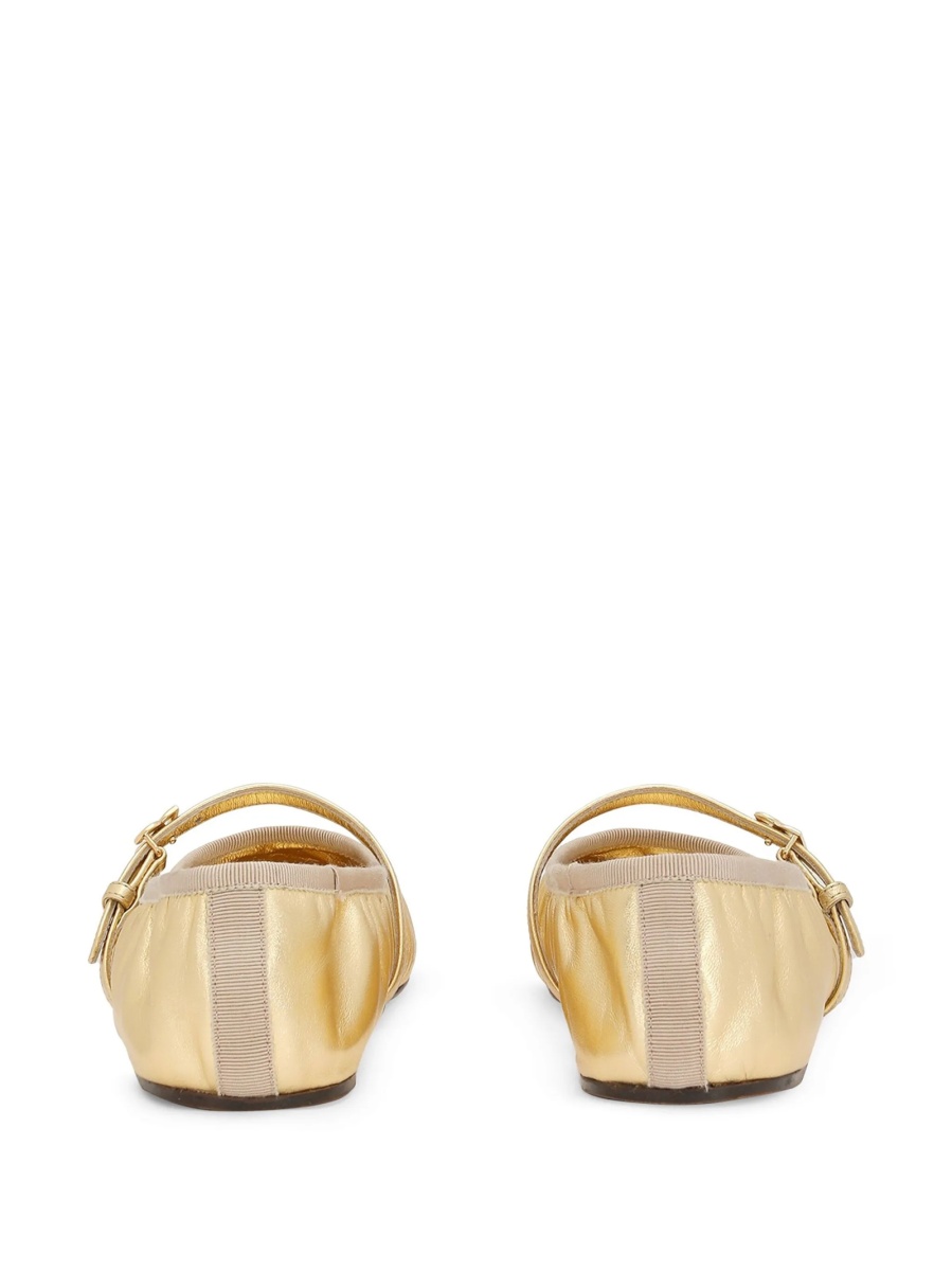 Balerini Dolce &amp; Gabbana aurii din bumbac si piele - Img 3