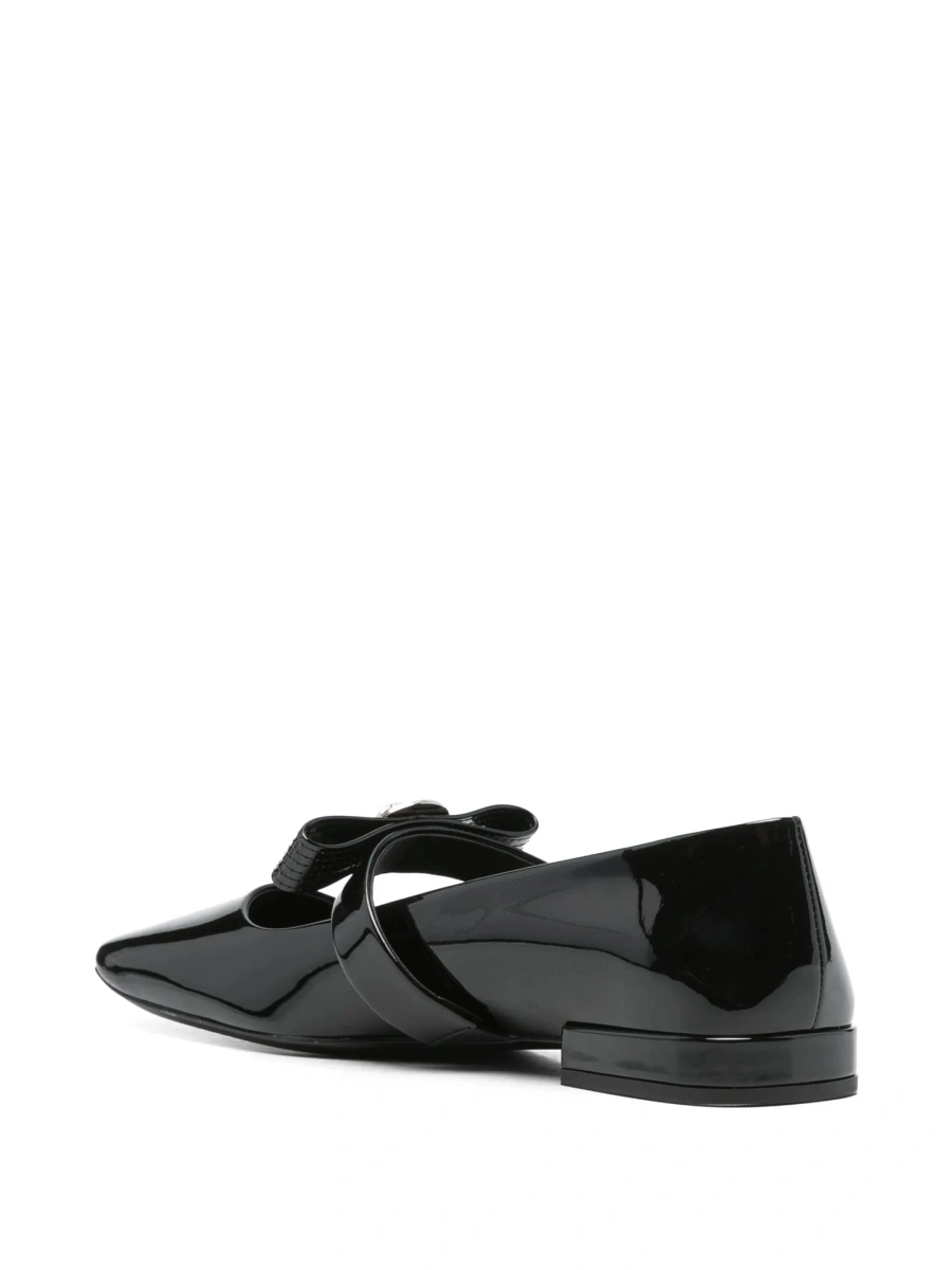 Balerini Versace Gianni Ribbon negri din piele - Img 3