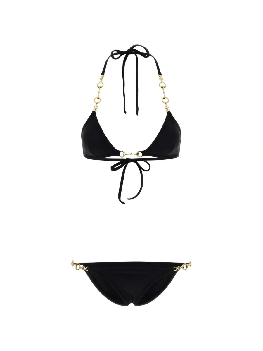 Bikini Gucci 'Horsebit' negru din bumbac - Img 5