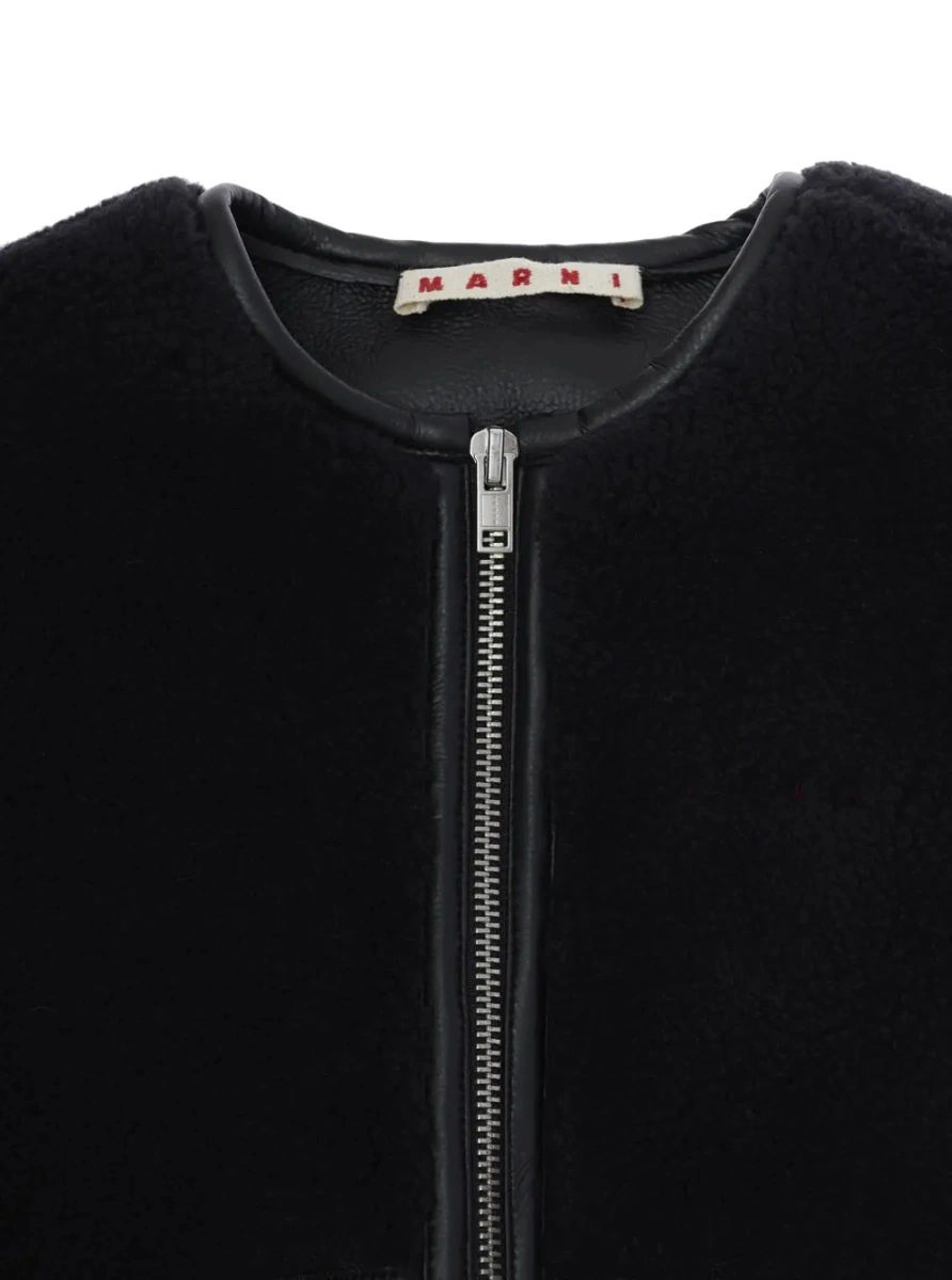 Blanuri Black fur jacket with round collar and zip fastening in faux fur Girl - Img 3