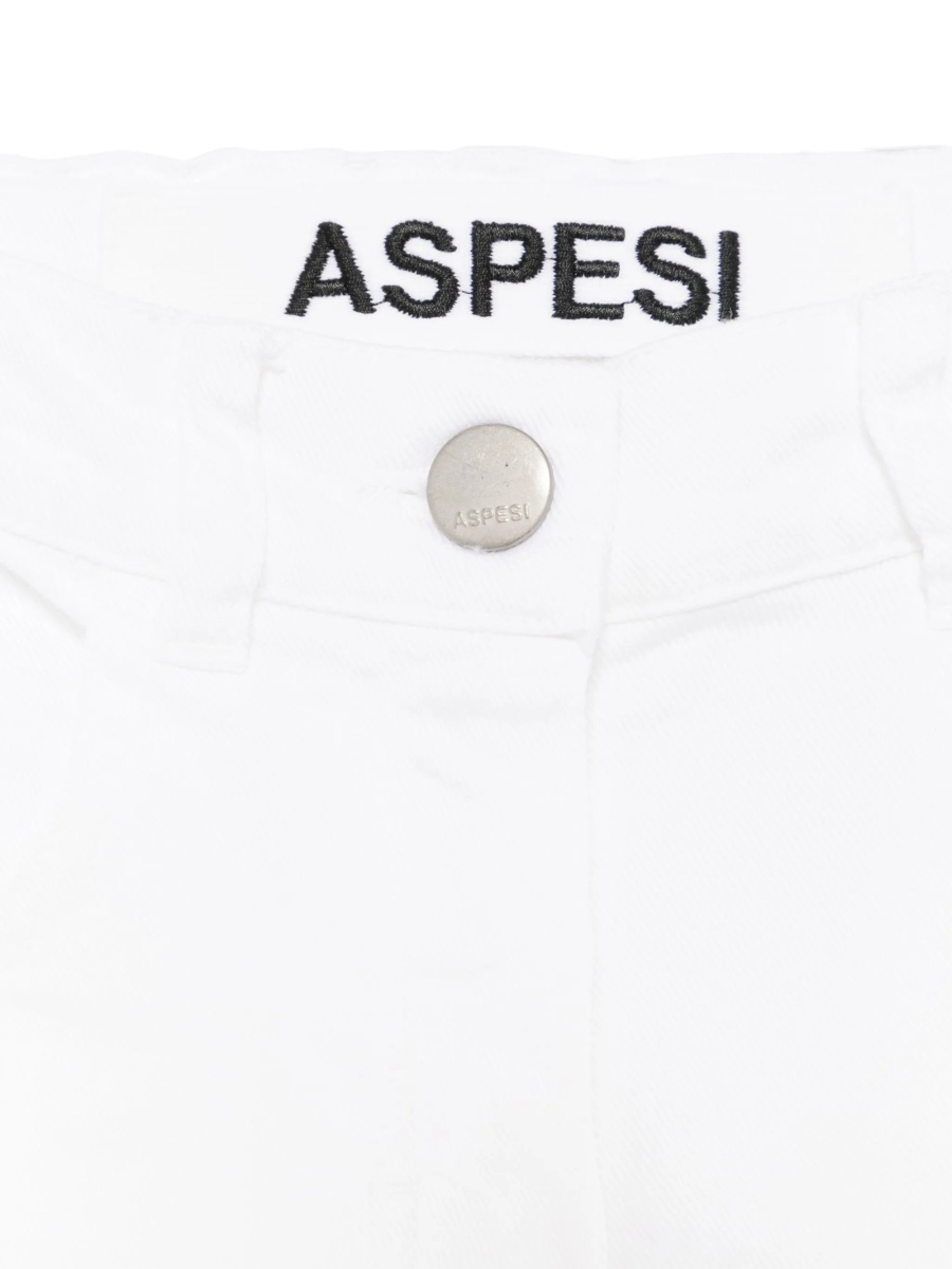 Blugi Aspesi albi din bumbac si elastan - Img 3
