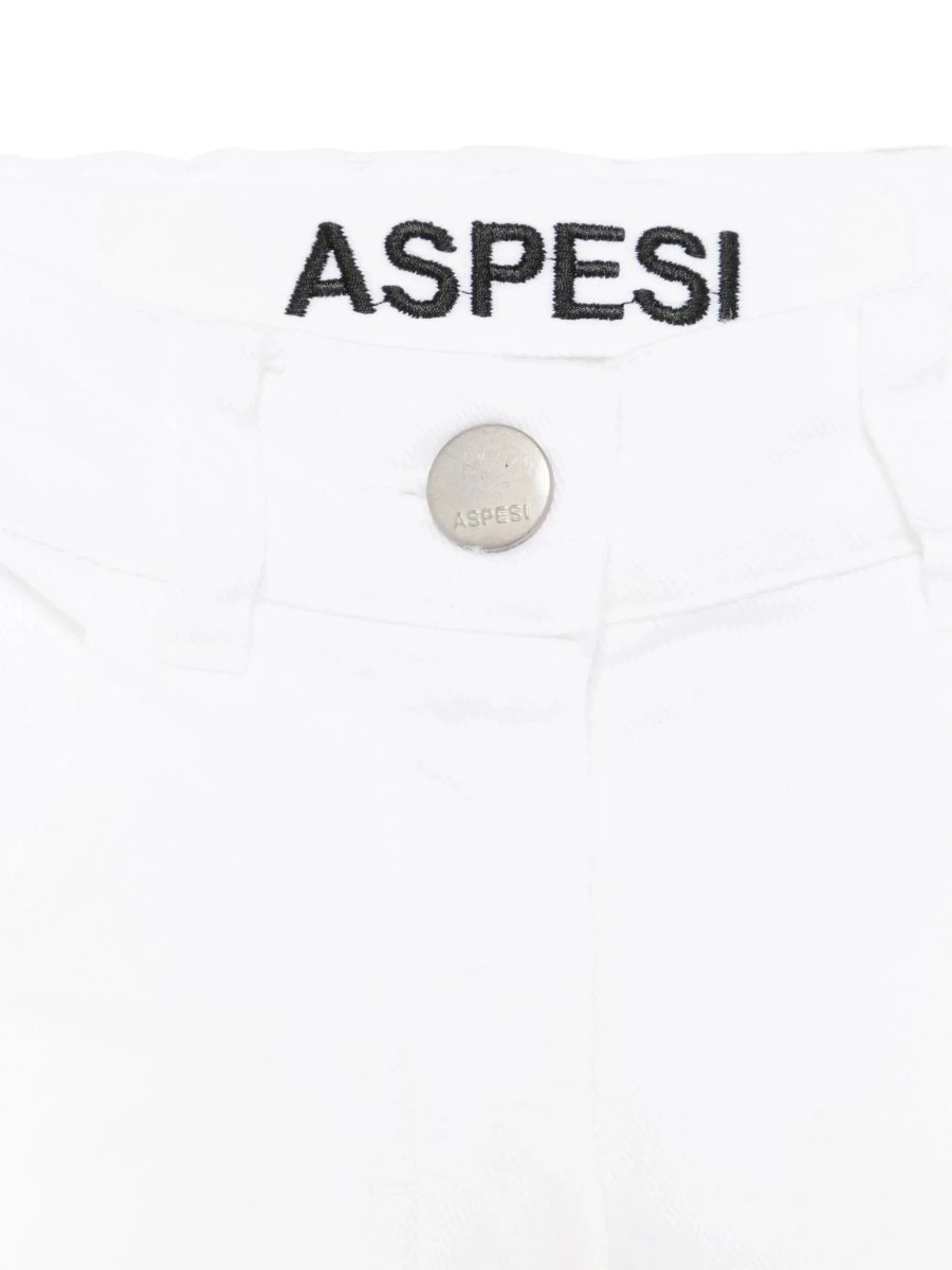 Blugi Aspesi albi din bumbac si elastan - Img 3