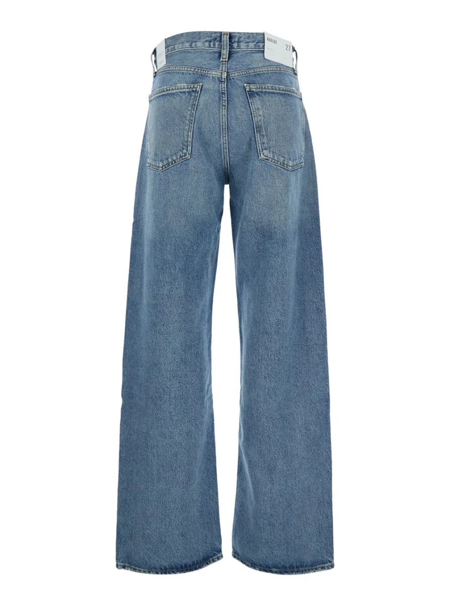 Blugi Blue Asymmetrical Wide Leg Jeans in Denim for Women - Img 2
