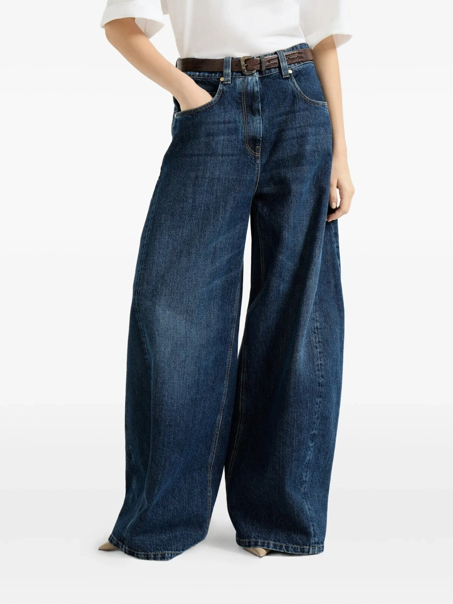 Blugi Brunello Cucinelli albastri din denim - Img 6