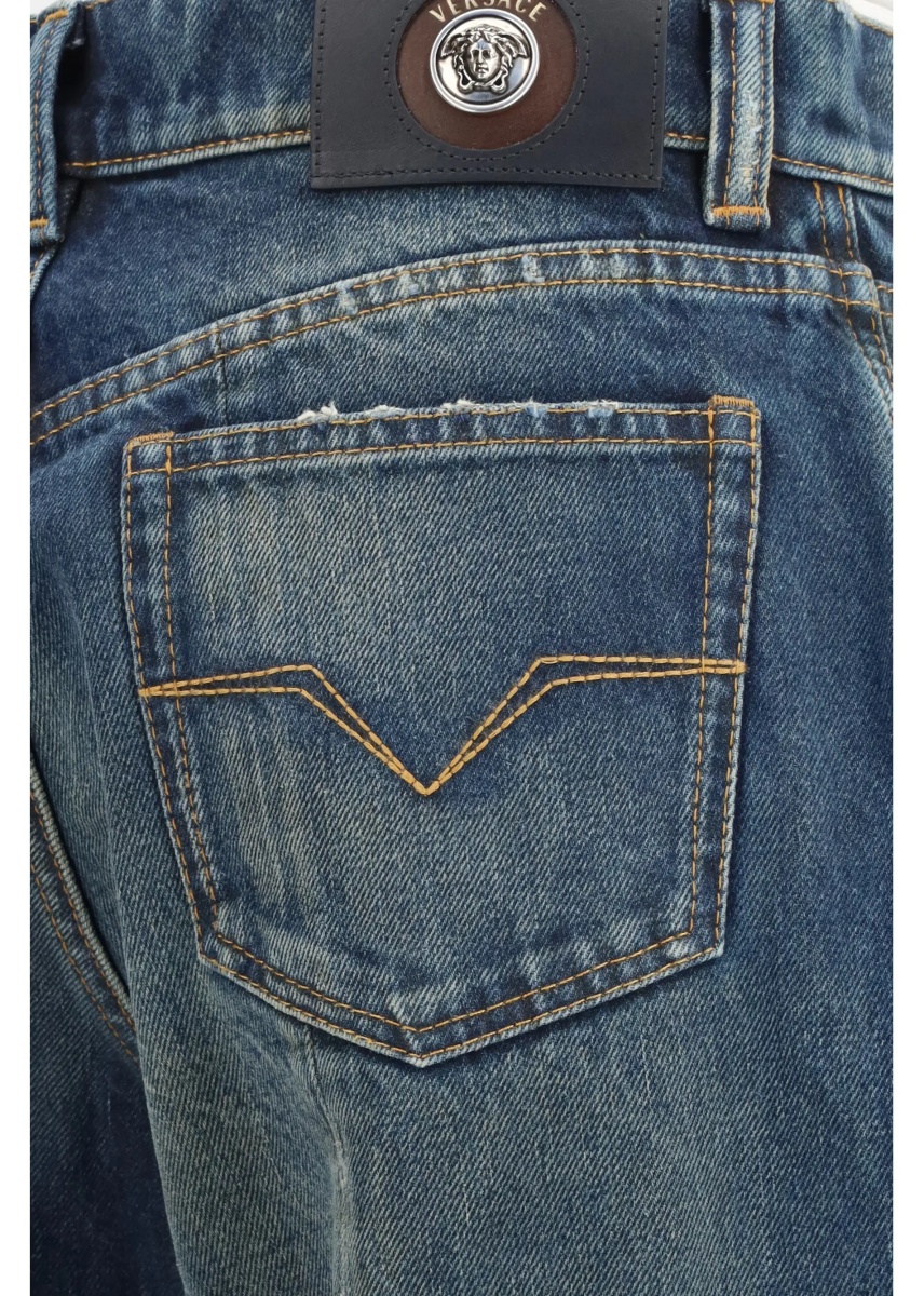 Blugi Distressed straight-leg cotton denim Jeans - Img 3
