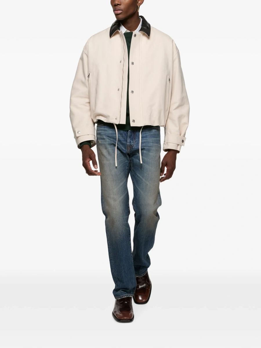 Blugi drepti Acne Studios albastri din bumbac organic - Img 2
