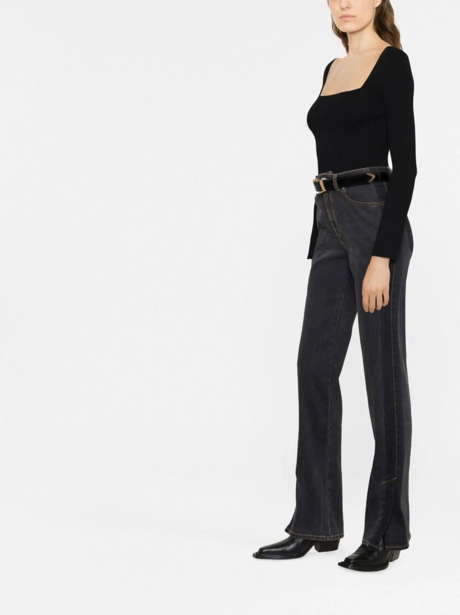 Blugi drepti Alexander McQueen negri din spandex/elastan si bumbac - Img 4