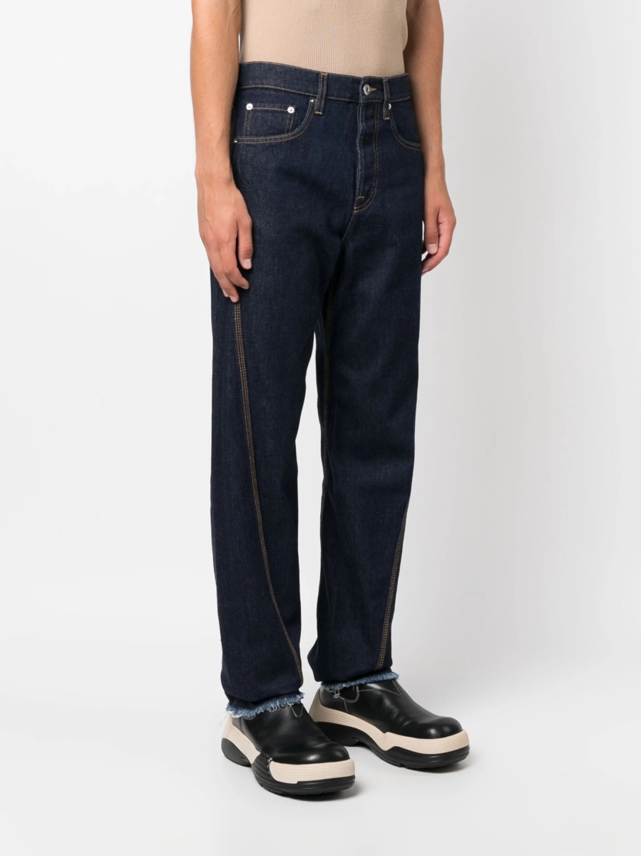 Blugi drepti Lanvin albastri din bumbac - Img 3
