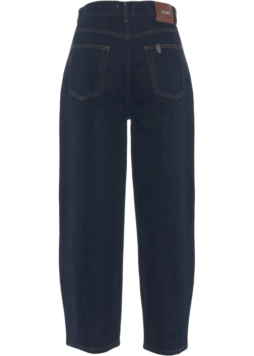Blugi drepti Liu Jo Blue Denim albastri din bumbac - Img 4