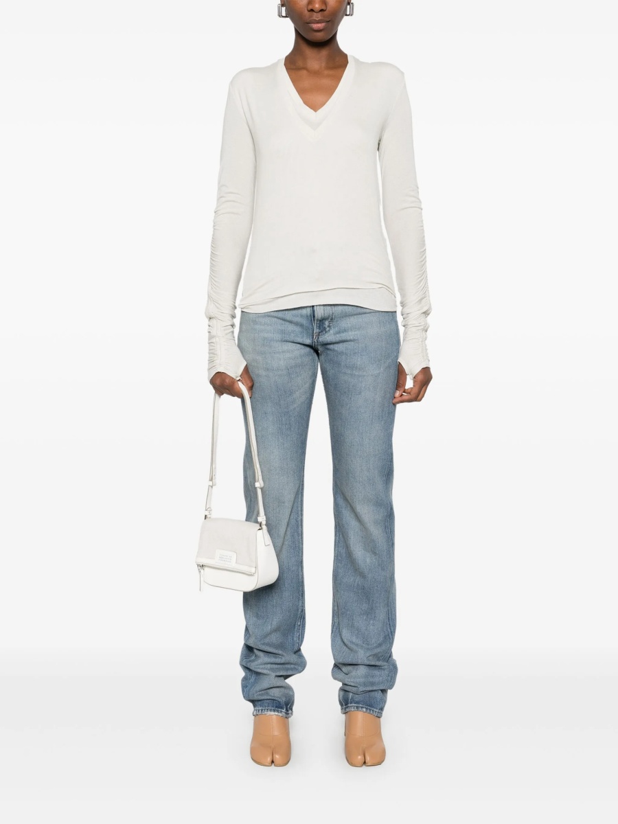 Blugi drepti Maison Margiela albastri din bumbac - Img 2